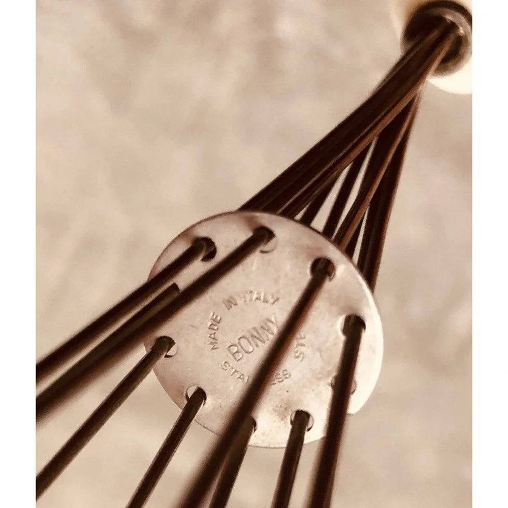 Vintage Bonny‎ Stainless Steel Whisk White Plastic Handle Made In Italy